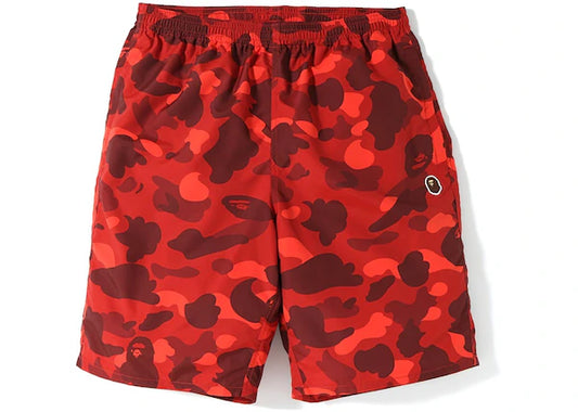 BAPE Color Camo Beach Shorts Red