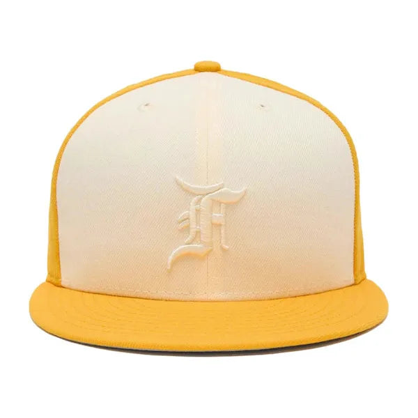 Fear of God essentials fitted hat orange good and white