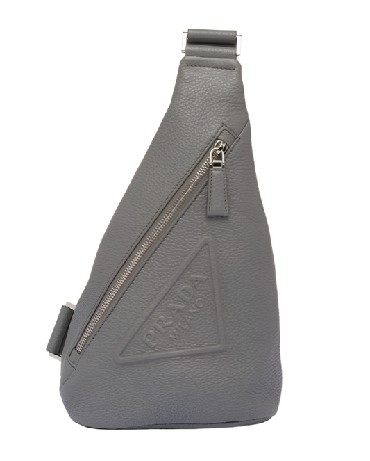 Prada Cross Leather Bag Marble Gray