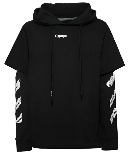OFF-WHITE Airport Tape Double Layered Hoodie Black