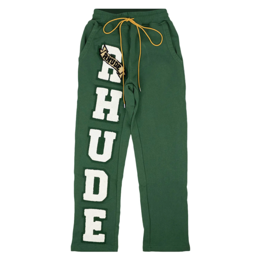 Rhude Chenille Patch Sweatpants Green