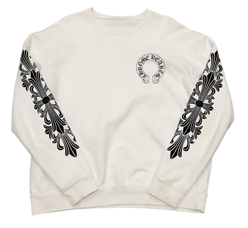 Chrome Hearts Floral Horseshoe Crewneck White