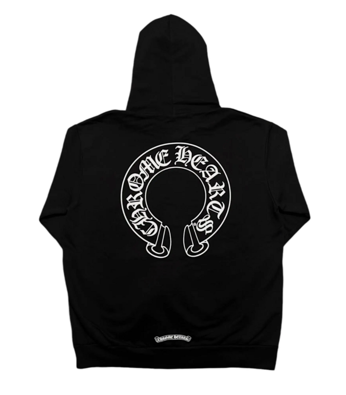 Chrome Hearts Horseshoe Floral Zip-Up Hooded Sweatshirt Black