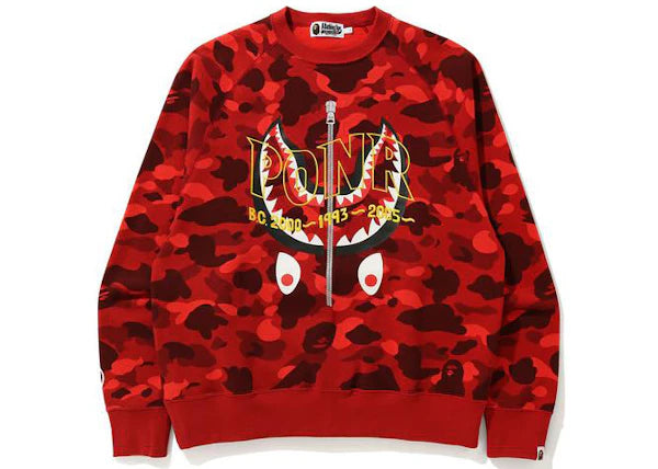 BAPE Color Camo PONR Shark Crewneck Red