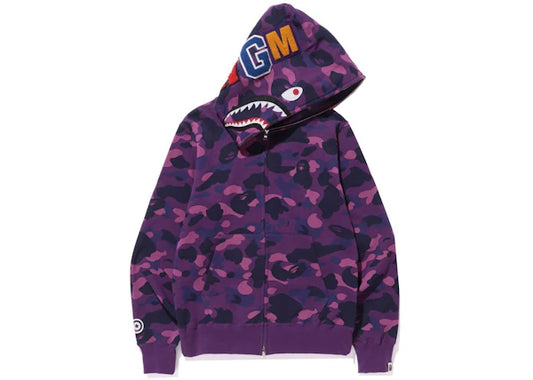 BAPE Color Camo Shark Full Zip Hoodie (FW21) Purple