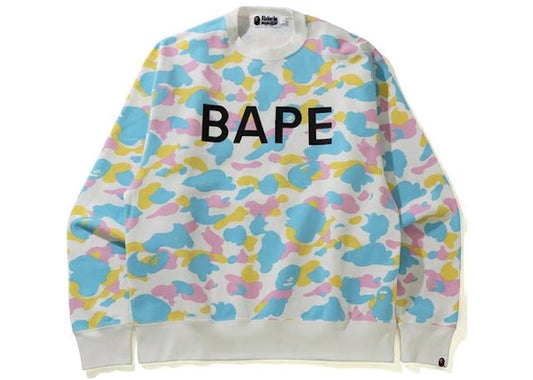 BAPE New Multi Camo Bape Relaxed Crewneck White