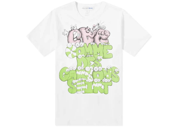 Comme des Garcons Shirt x KAWS Print T-shirt White/Green/Pink