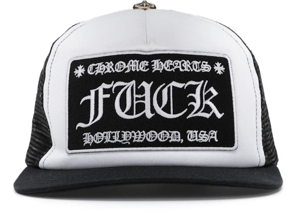 Chrome Hearts FUCK Hollywood Trucker Hat Black/White