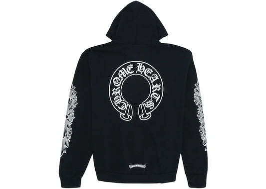 Chrome Hearts Horse Shoe Floral Hoodie Black