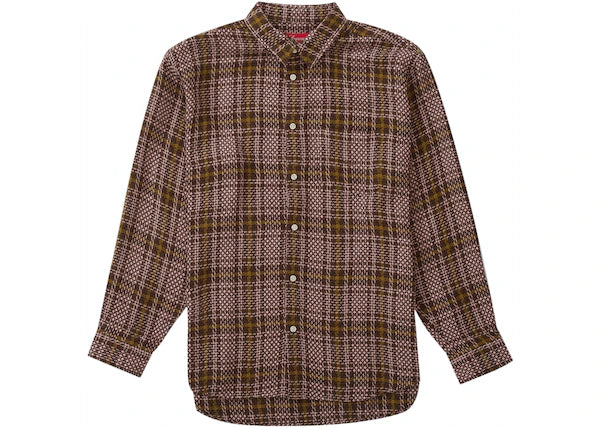 Supreme Basket Weave Plaid Shirt Brown