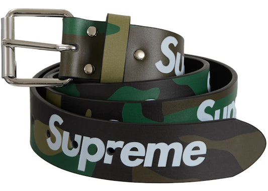 Supreme Repeat Leather Belt (SS24) Woodland Camo