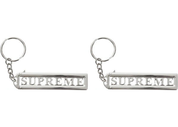 Supreme Slide Keychain Silver