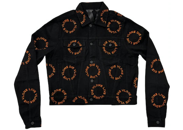 Vlone Rhinestone Denim Jacket Black/Orange