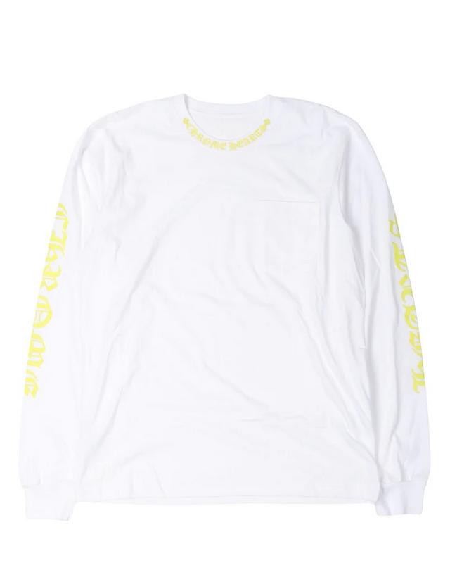 Chrome Hearts Neck Logo Cross Sleeve L/S T-shirt White/Neon